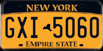 NY license plate GXI5060