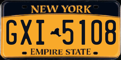 NY license plate GXI5108