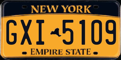 NY license plate GXI5109