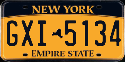 NY license plate GXI5134
