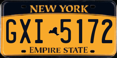 NY license plate GXI5172