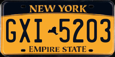NY license plate GXI5203