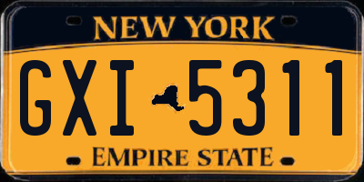 NY license plate GXI5311