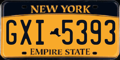 NY license plate GXI5393