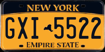 NY license plate GXI5522