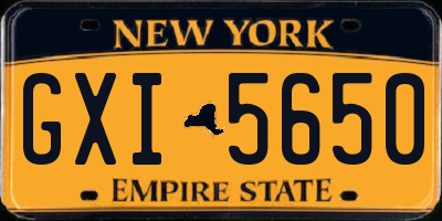 NY license plate GXI5650