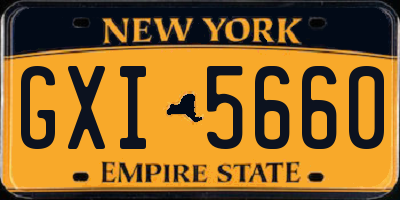 NY license plate GXI5660
