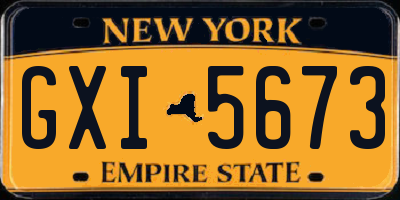 NY license plate GXI5673