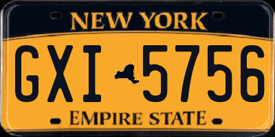 NY license plate GXI5756