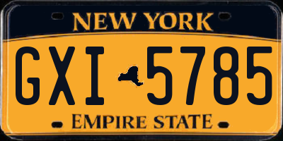 NY license plate GXI5785