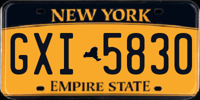 NY license plate GXI5830