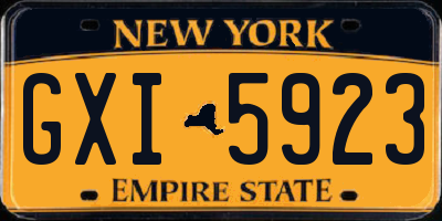 NY license plate GXI5923