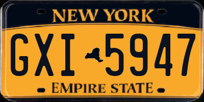 NY license plate GXI5947