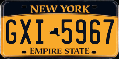NY license plate GXI5967