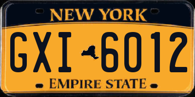 NY license plate GXI6012
