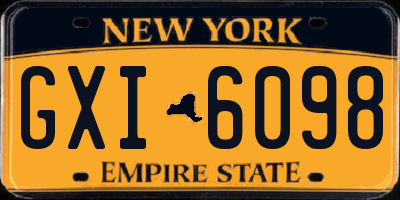 NY license plate GXI6098