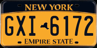NY license plate GXI6172