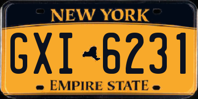 NY license plate GXI6231
