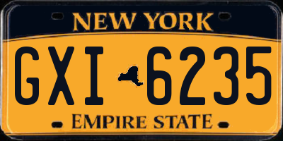 NY license plate GXI6235