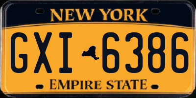 NY license plate GXI6386