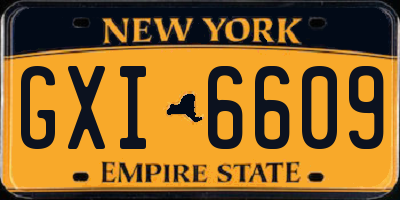 NY license plate GXI6609