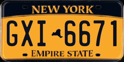 NY license plate GXI6671