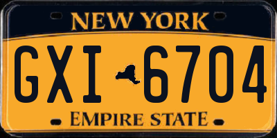 NY license plate GXI6704