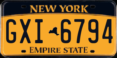 NY license plate GXI6794
