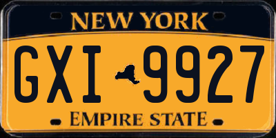 NY license plate GXI9927