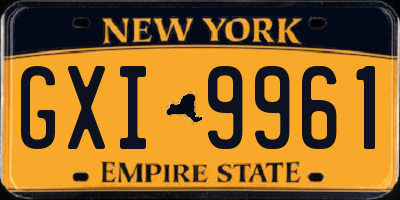NY license plate GXI9961
