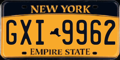 NY license plate GXI9962