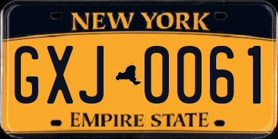 NY license plate GXJ0061