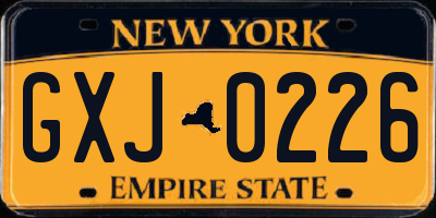 NY license plate GXJ0226