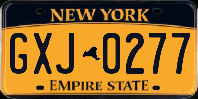 NY license plate GXJ0277