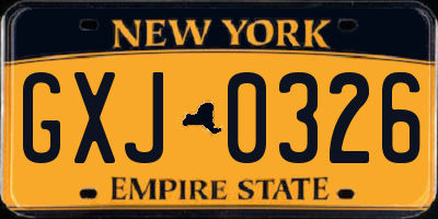 NY license plate GXJ0326