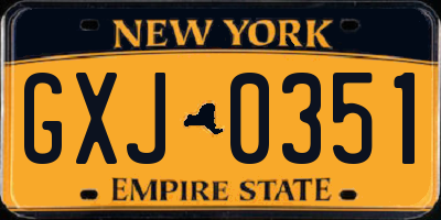 NY license plate GXJ0351