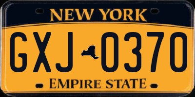 NY license plate GXJ0370