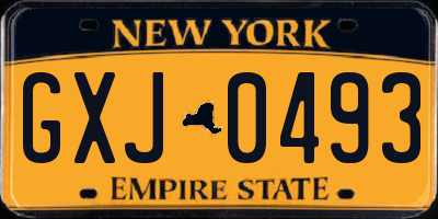 NY license plate GXJ0493