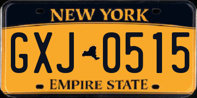 NY license plate GXJ0515
