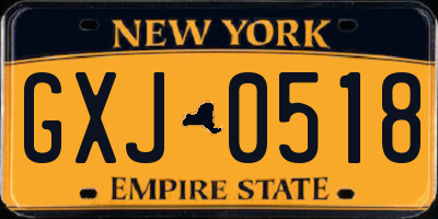 NY license plate GXJ0518