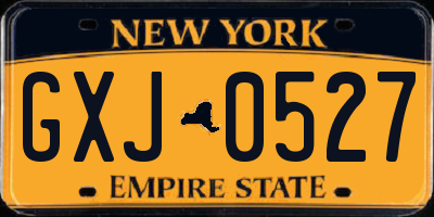 NY license plate GXJ0527