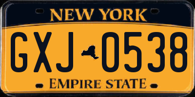 NY license plate GXJ0538