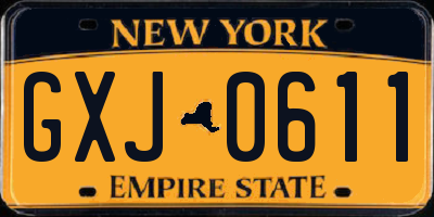 NY license plate GXJ0611