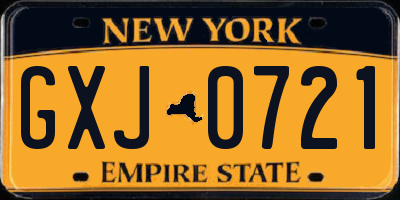 NY license plate GXJ0721