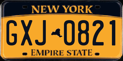 NY license plate GXJ0821