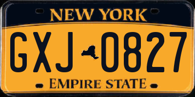 NY license plate GXJ0827