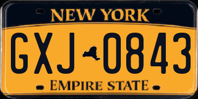 NY license plate GXJ0843