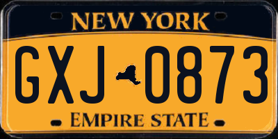 NY license plate GXJ0873