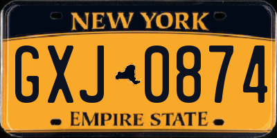 NY license plate GXJ0874