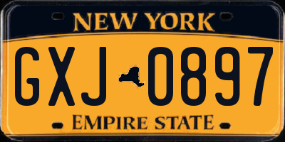 NY license plate GXJ0897